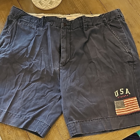 USA Flag Embroidered Navy Shorts By Ralph Lauren - Picture 1 of 7